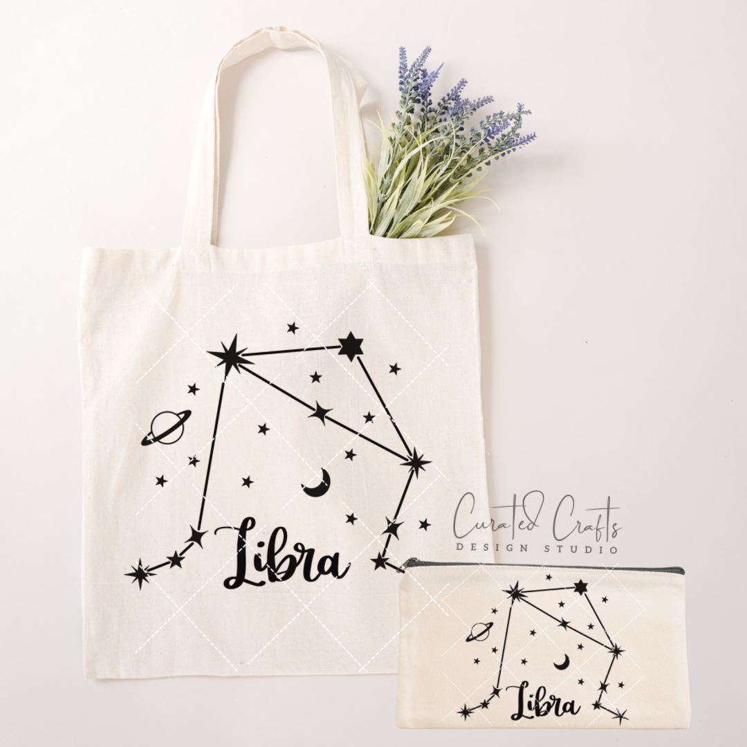 Zippered project Bag - White Constellation